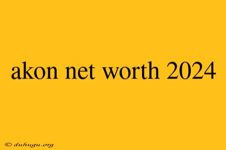 Akon Net Worth 2024