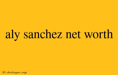 Aly Sanchez Net Worth