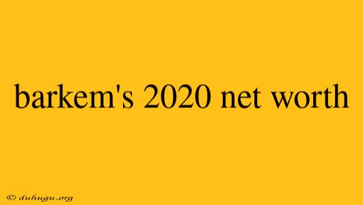 Barkem's 2020 Net Worth