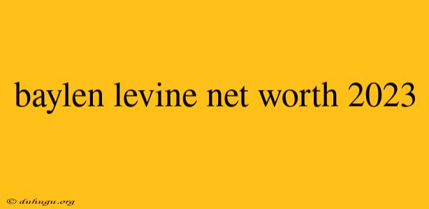 Baylen Levine Net Worth 2023