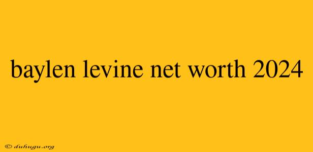 Baylen Levine Net Worth 2024