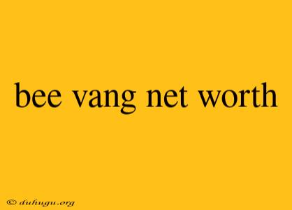 Bee Vang Net Worth