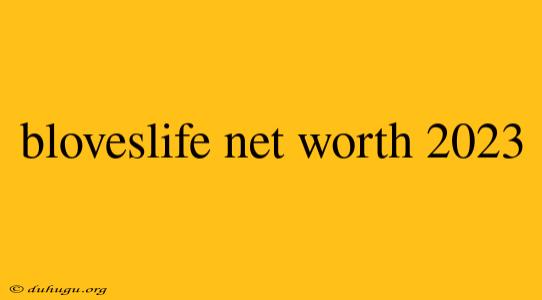 Bloveslife Net Worth 2023