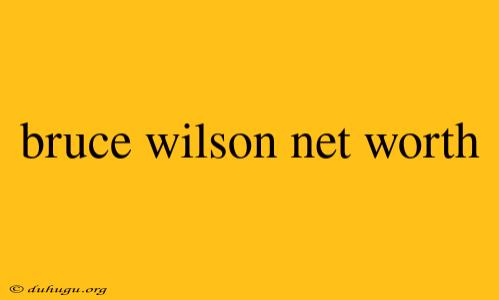 Bruce Wilson Net Worth