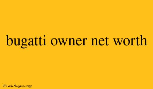 Bugatti Owner Net Worth