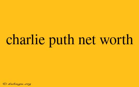 Charlie Puth Net Worth