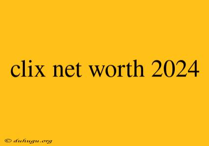 Clix Net Worth 2024