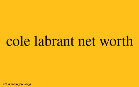 Cole Labrant Net Worth