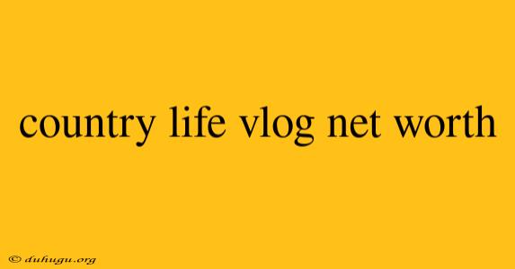 Country Life Vlog Net Worth