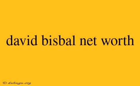 David Bisbal Net Worth