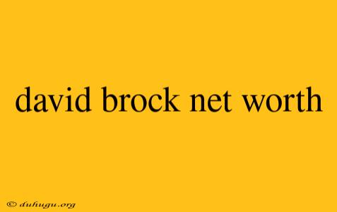 David Brock Net Worth