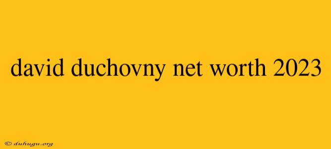 David Duchovny Net Worth 2023