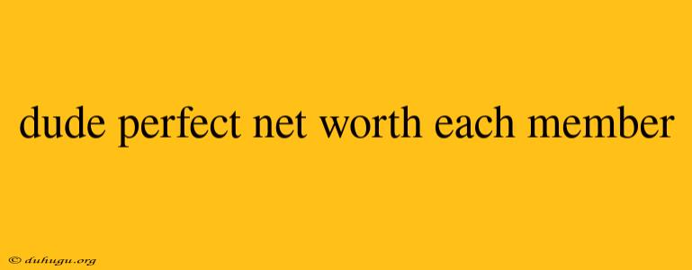 Dude Perfect Net Worth Each Member