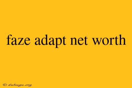 Faze Adapt Net Worth