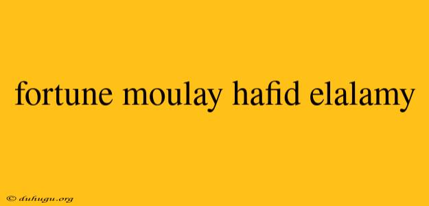 Fortune Moulay Hafid Elalamy