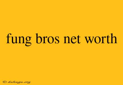 Fung Bros Net Worth