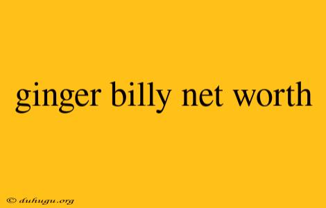 Ginger Billy Net Worth