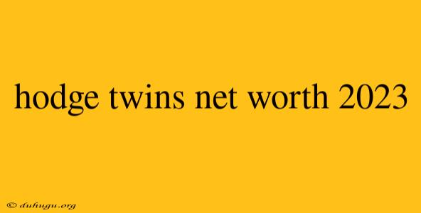 Hodge Twins Net Worth 2023