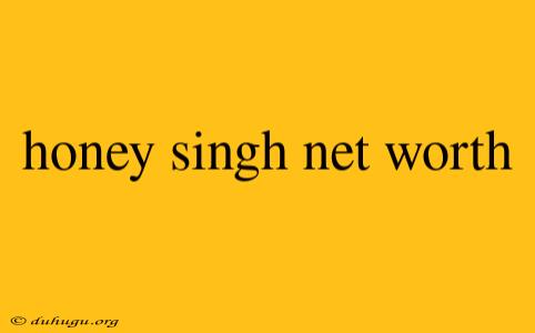 Honey Singh Net Worth