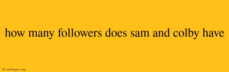 How Many Followers Does Sam And Colby Have