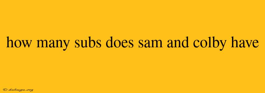 How Many Subs Does Sam And Colby Have