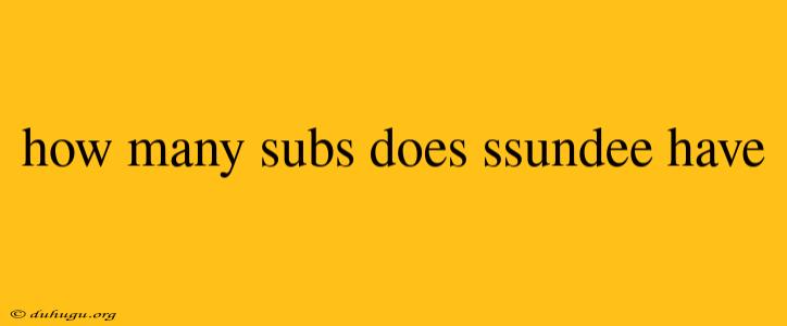 How Many Subs Does Ssundee Have