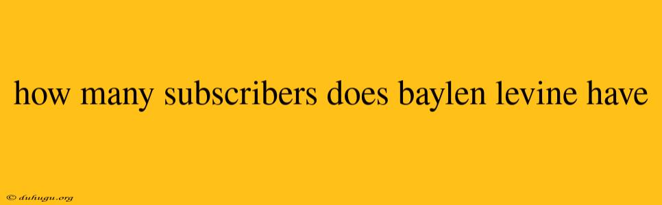 How Many Subscribers Does Baylen Levine Have