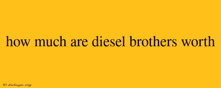 How Much Are Diesel Brothers Worth