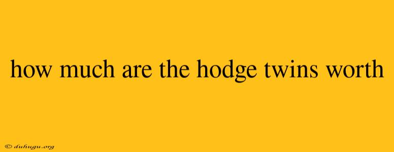 How Much Are The Hodge Twins Worth