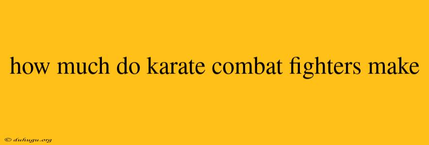 How Much Do Karate Combat Fighters Make