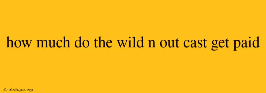 How Much Do The Wild N Out Cast Get Paid