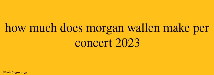 How Much Does Morgan Wallen Make Per Concert 2023