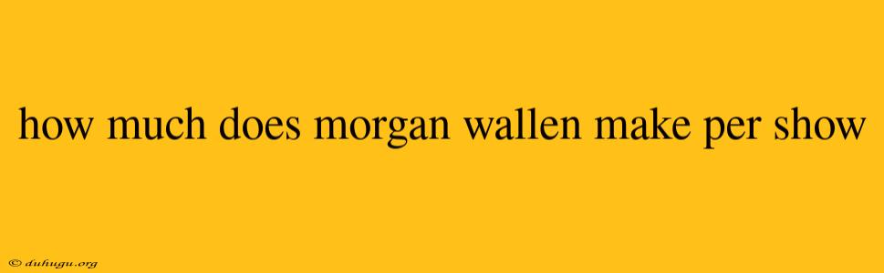 How Much Does Morgan Wallen Make Per Show