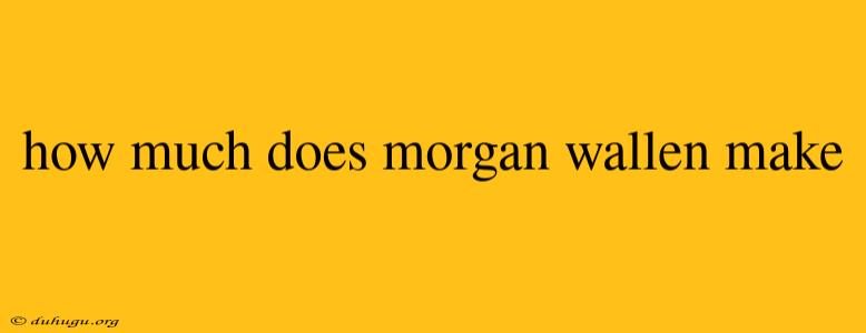 How Much Does Morgan Wallen Make