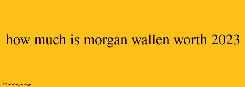 How Much Is Morgan Wallen Worth 2023