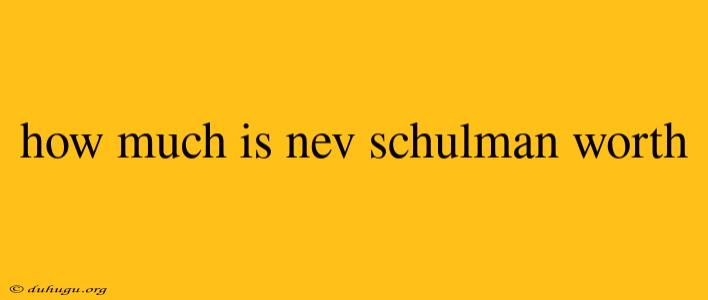 How Much Is Nev Schulman Worth