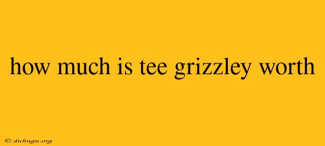 How Much Is Tee Grizzley Worth