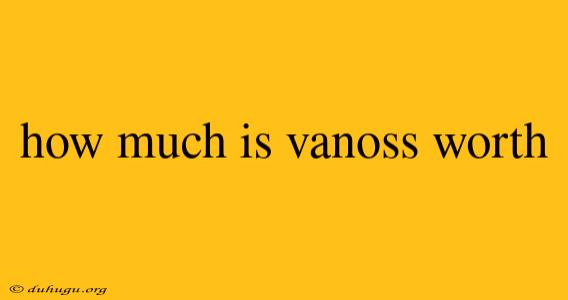 How Much Is Vanoss Worth