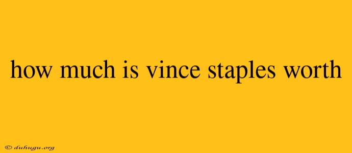 How Much Is Vince Staples Worth