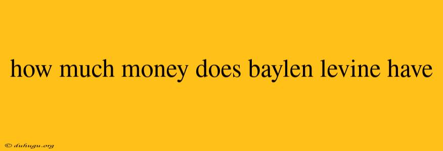 How Much Money Does Baylen Levine Have