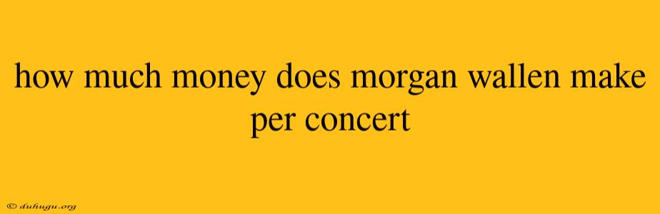 How Much Money Does Morgan Wallen Make Per Concert