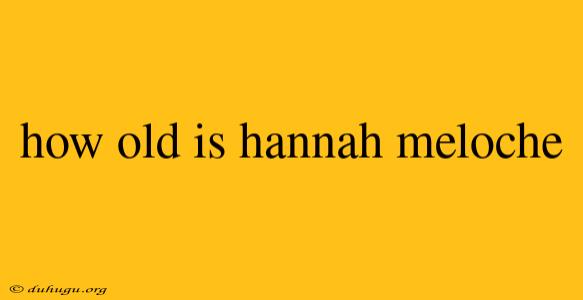 How Old Is Hannah Meloche