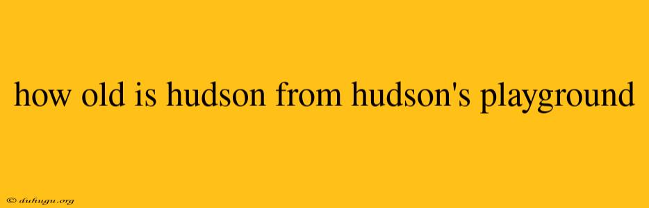 How Old Is Hudson From Hudson's Playground