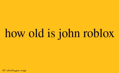 How Old Is John Roblox