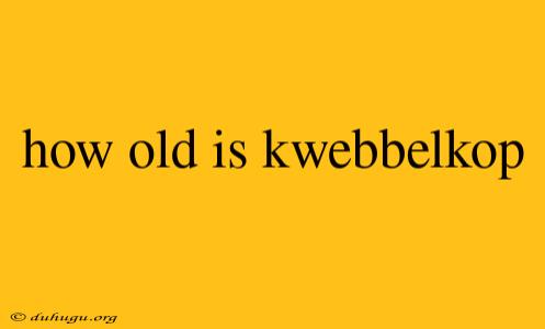 How Old Is Kwebbelkop