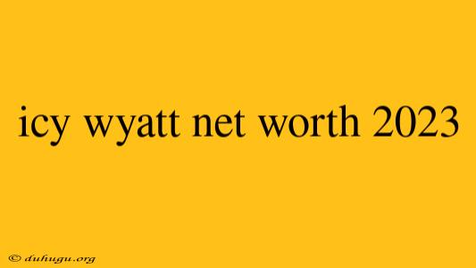 Icy Wyatt Net Worth 2023