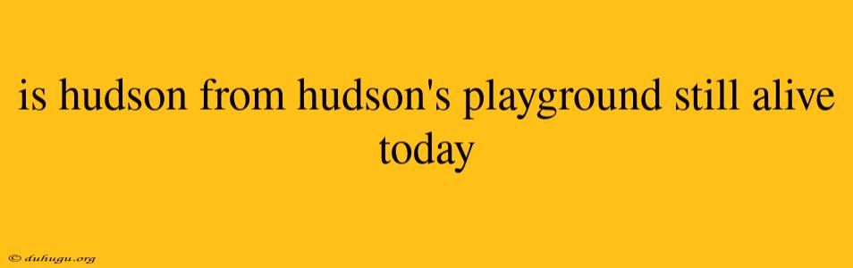 Is Hudson From Hudson's Playground Still Alive Today