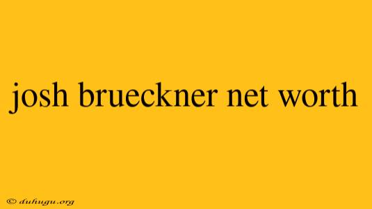 Josh Brueckner Net Worth