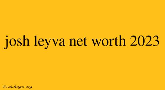 Josh Leyva Net Worth 2023