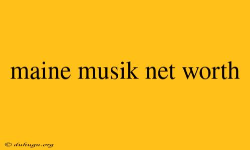 Maine Musik Net Worth